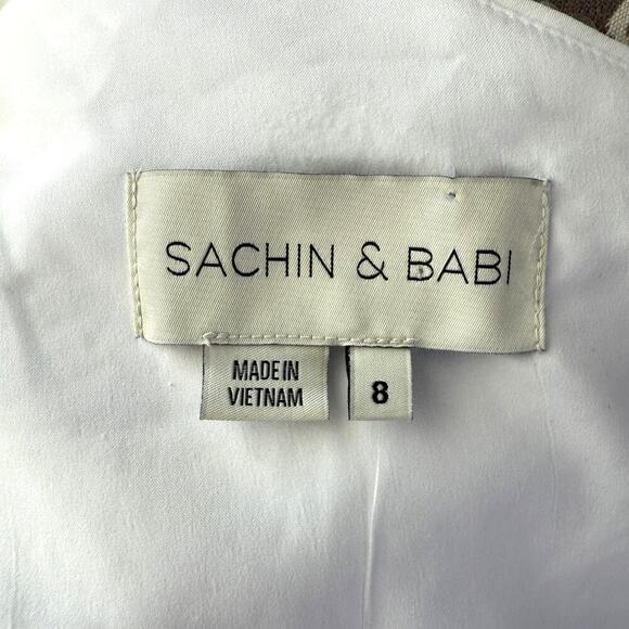 NWT Sachin & Babi Dova Puffed One-Shoulder Sequin Bow Wrap Mini Dress Sz 8 - Picture 7 of 10